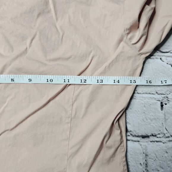 Theory Cotton Blend Pale Blush Pink Button Up V Neck Collared Blouse Size P - Picture 8 of 10